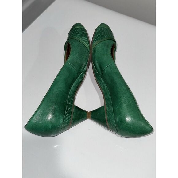 Miz Mooz Ruby Pump Women's Leather Heel Round Toe Retro 40's 50's Green Sz 10 - Picture 2 of 7